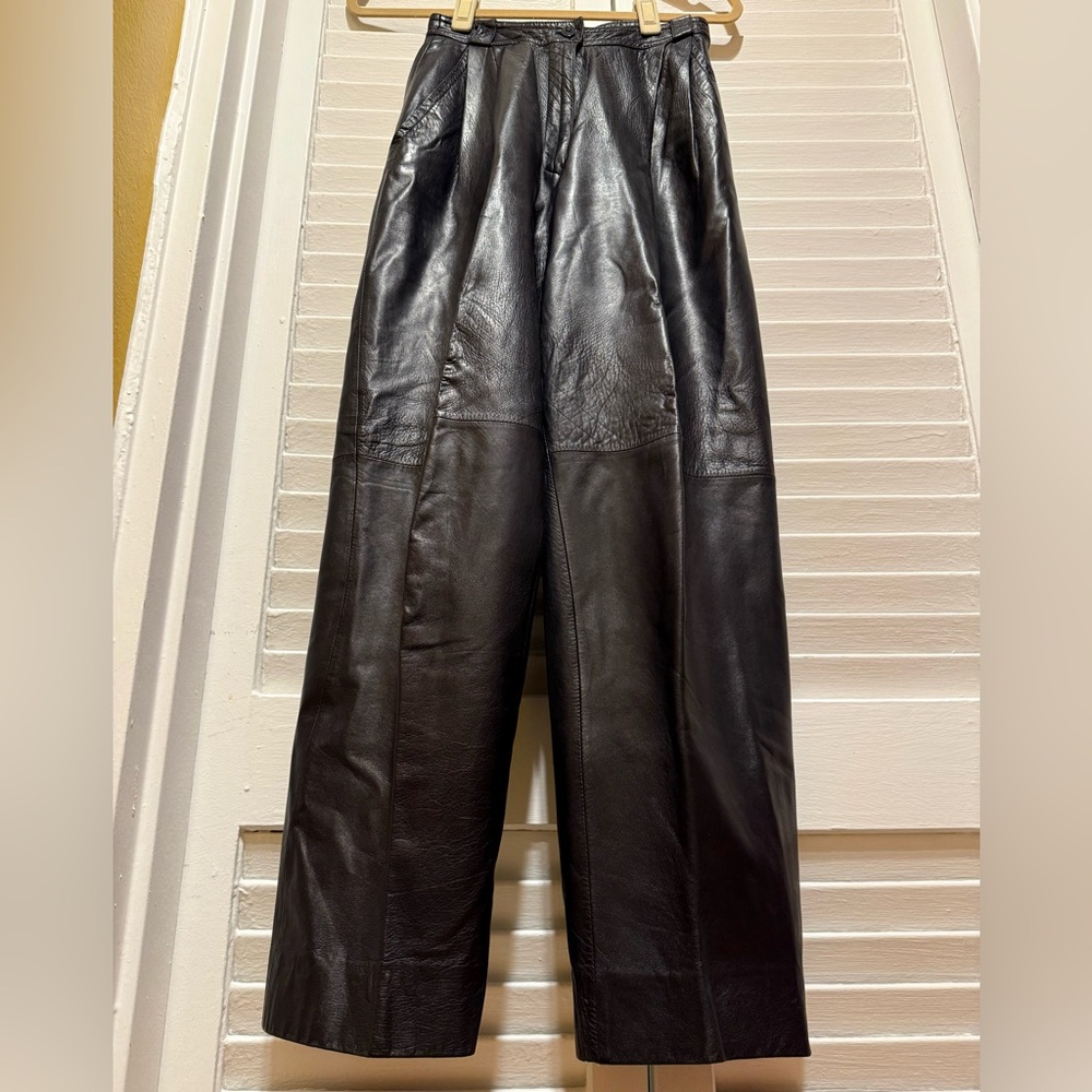 Valentino Women’s Black Leather Dress Pants